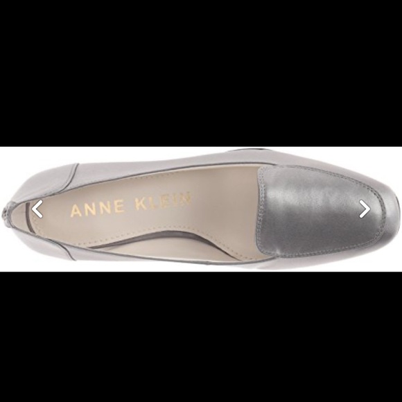 NIB $90R Anne Klein Daneen Leather Loafer 8.5 Pewter 1-1/2” Heel Rubber Sole - Picture 4 of 10